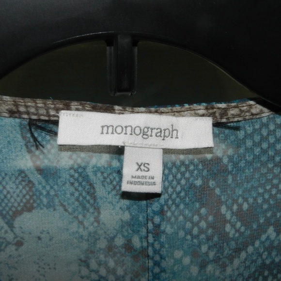 Animal Print Peplum Top Semi Sheer Blue Brown - Picture 9 of 9